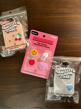 b.pure Hand Sanitizer Charm Cases & Charms - Pink, Peach, Silver